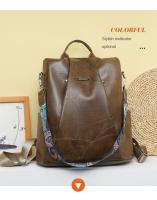 Mochila de Cuero Suave Casual para Mujeres Impermeable, Resistente al Desgaste, Antirrobo con Patrones de Parche Bolsa de Hombro Grande con Lining de Dacron - details 14