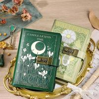 Cuaderno B6 de 224 páginas para proteger secretos, diario grueso, libro de contraseña con patrón impreso de cuero PU con cerradura, papelería - details 4