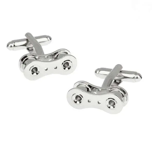 Cadena de bicicleta para hombre hecha de material de latón de alta calidad, gemelos plateados de moda, venta al por mayor y al por menor - 1