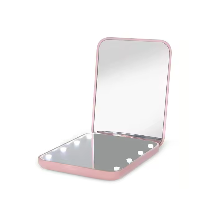 Scttomon Espejo de Viaje Compacto con LED Plegable, Portátil, Luz de Belleza para Bolso - 1