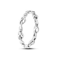 Anillo entrelazado en forma de corazón con líneas geométricas en plata brillante, regalo de moda, fiesta de citas, boda para mujeres y - details 0