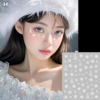 Pegatinas de Maquillaje Facial y Ocular Autoadhesivas de Navidad Decoración de Copos de Nieve de Belleza Blanca - details 3