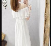 Vestido de Gasa Blanca de Verano Manga de Princesa de Cintura Alta y Delgada - details 6