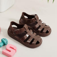 Sandalias con velcro para niños verano 2025 nuevo color sólido niños y niñas bolsa cabeza hueco suela suave bebé jalea sandalias - details 27