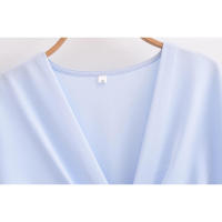 Elegante Vestido de Satén de Verano Cintura A-line para Mujeres 2025 Manga Corta Cuello en V - details 12
