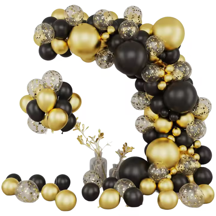 Kit de Guirnalda de Globos Negros y Dorados 114Pcs Latex para Decoraciones de Fiesta - 1