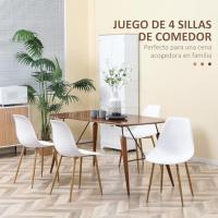 Pack de 4 Sillas de Comedor Sillas de Cocina con Respaldo Alto y Patas de Metal para Salón 45x52x85,5 cm Blanco y Natural - details 3