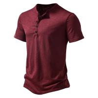Camisetas de Moda Callejera Hip Hop para Hombres Alta Calidad en Algodón, Manga Corta, Botón, Color Uno - details 8