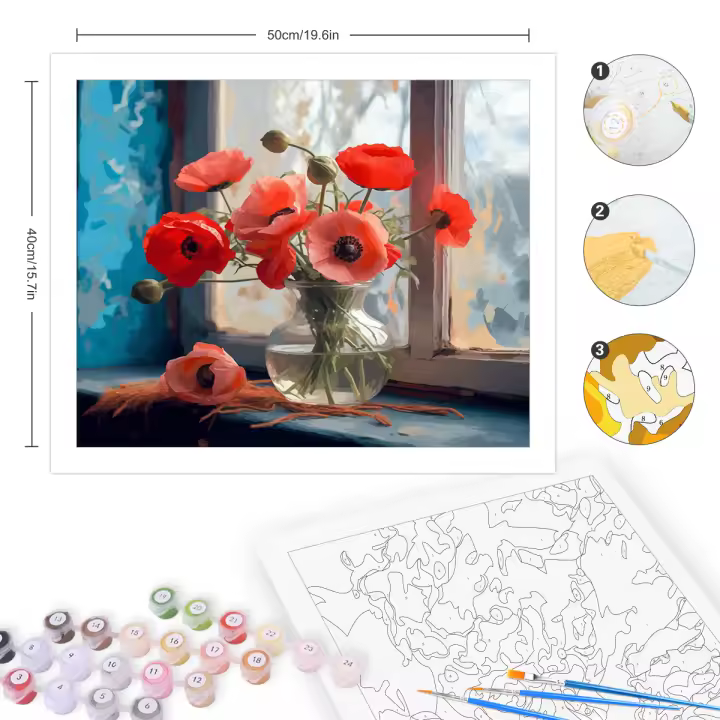 RUOPOTY Pintura DIY para Adultos Kit de Arte de Pared con Flores Marcador por Números Regalo para Decoración del Hogar Propylene Abstracto Tamaño 40x50cm - 1