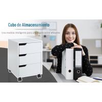 HOMCOM Armario Archivador Móvil para Oficina Cajonera Madera 3 Cajones con Ruedas(2 con Frenos)