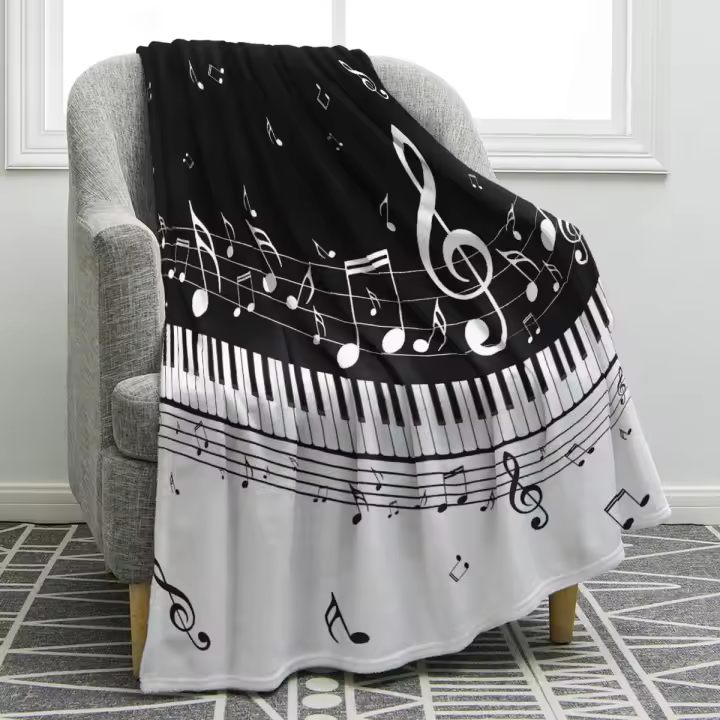 Manta de regalo con notas musicales para mujeres y hombres, mantas para profesores, adultos, niños, niñas, niños, amantes de la música, regalos, decoración para el hogar, cama, sofá - 1