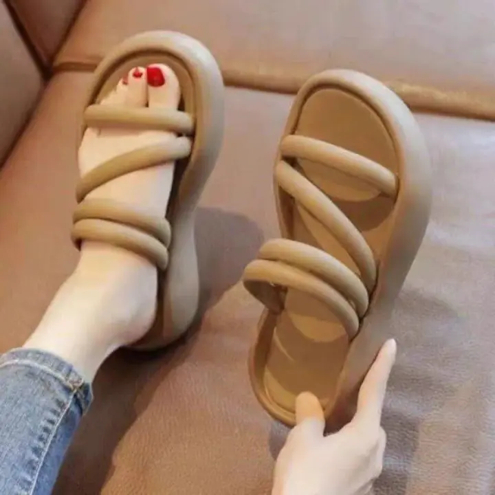 Zapatillas súper suaves y geniales, tendencia antideslizante para ropa exterior de verano, nueva moda casual estilo de hadas sandalias de dos suelas mujer - 1