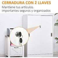 Armario de Oficina Práctico con 2 Puertas Correderas Llaves y 3 Estantes para Despacho Estudio 80x40x120 cm Blanco - details 5