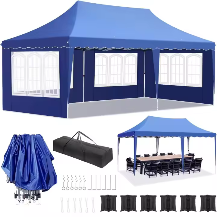 Gazebo con 4 lados Pop-Up, 3m X 6m, carpa de fiesta impermeable, uso para todo tipo de clima para jardín, exterior, comercial - 1