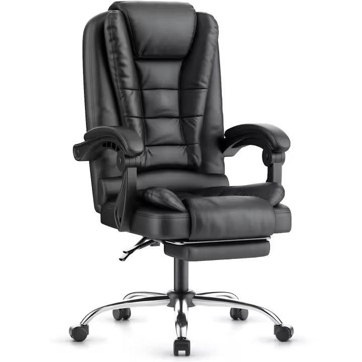 Escritorio con Respaldo Alto, Función de Inclinación, Silla Reclinable Ergonómico de Altura Ajustable, - 1