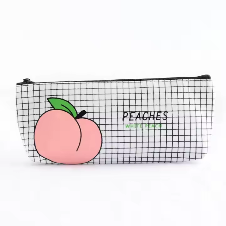 Lindo estuche de lápices de melocotón de tela de gran capacidad, bolsa de bolígrafo Simple Kawaii para niñas, oficina, escuela, estudiante, papelería, amigo, regalo para niños - 1