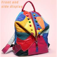 Mochila con remaches coloridos y negros para mujer, bolso de mano de cuero informal, impermeable, a la moda - details 2