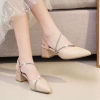 Verano poco profundo encaje tacones altos nuevas puntiagudas cerradas moda sandalias zapatos de mujer fiesta boda - details 2