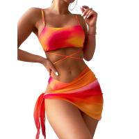Bikini de 3 piezas con cordones ombré, traje de baño y falda para la playa, traje de baño sexy para mujer, traje de baño para nadar, ropa de playa femenina de verano 2025 - details 0