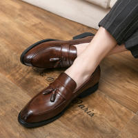 Mocasines con Borlas para Hombres Tacón Bajo, Color Sólido, Punto Acolchado, Resistente al Desgaste, Zapatos de Negocios Casuales - details 14