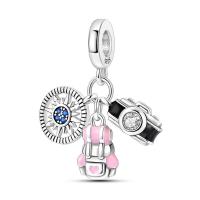 Abalorio de joyería de plata para hacer bolsos para cámaras y pulseras de brújula con cuentas de circonita - details 0