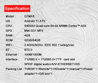 Dispositivo de TV inteligente G7 Max, decodificador con Android 11, S905X4, 4GB, 64GB, 1000M, AV1, 4K, HD, 2,4 GHz/5GHz, Wifi Dual, USB 3,0, reproductor multimedia, 4GB, 32GB - details 8