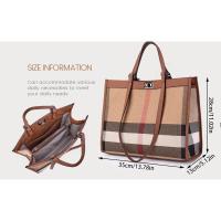Bolsos de hombro de lona a cuadros de moda para mujer Bolso de piel de vaca Bolso de mano de cuero genuino de gran capacidad versátil clásico Mochila de lujo de alta gama - details 1