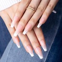 120 unidades/paquete de ataúd puntiagudo para uñas completamente cubierto con uñas postizas transparentes, prensado artificialmente en las uñas de la bailarina larga - details 5