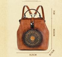 Mochila Vintage de cuero para mujer, bolso femenino con relieve, antirrobo, novedad de 2024 - details 1