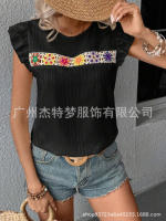 Blusa de manga corta de ganchillo para mujer 2025 Ence Bohemia Transparente Moda Primavera-Verano - details 32