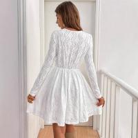 Vestidos con cuello en v a la moda para mujer, vestido blanco informal para mujer - details 2