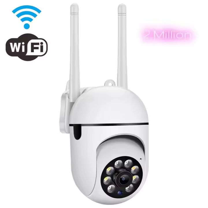 Monitor inteligente con WiFi para el hogar, cámara de monitoreo a todo color HD con visión nocturna para interiores, 360 grados - 1