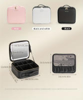 Estuche de maquillaje portátil elegante con espejo LED, organizador de PU ajustable, sin forro y apto para viajes - details 6