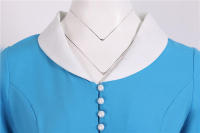 Women summer vintage a line short sleeve solid midi elegant casual party dress - details 13