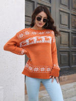 Suéter de punto de Navidad para mujer, suéter Vintage, alce de copo de nieve, prendas de punto sueltas, Tops nuevos, Otoño e Invierno - details 2