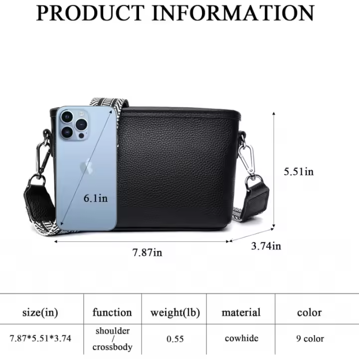 Bolsos cruzados para mujer, bolso cruzado de cuero de moda para cámara con correa de guitarra, bolso de hombro pequeño - 1