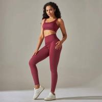 Conjunto de yoga acanalado sin costuras para mujer, ropa de gimnasio, sujetador con elevación, leggings, top de entrenamiento, chándal deportivo, 2 piezas - details 10