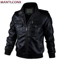 Chaqueta de Cuero con Cremallera para Hombres Estilo Motociclista Vintage para Otoño-Invierno - details 0