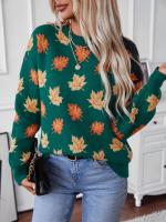Jersey de punto con patrón de hoja de arce para mujer, jersey de cuello redondo, Top de otoño e invierno, nuevo - details 4