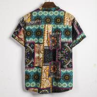 Camisa de lino de manga corta para hombre, camisa de flores de estilo étnico indio, novedad de verano, 2019 - details 2