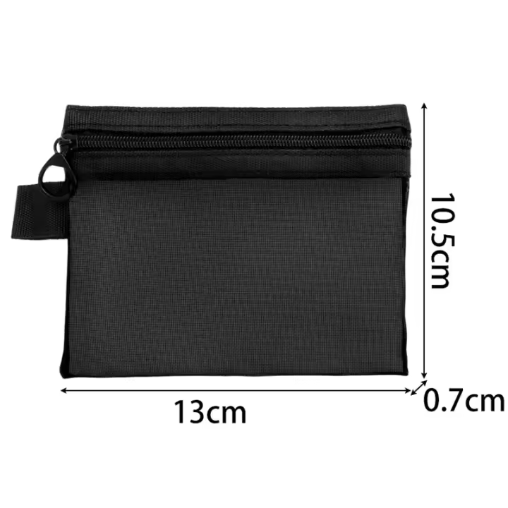 Bolsas de cosméticos transparentes de malla, bolsa de maquillaje negra pequeña y grande, organizador de artículos de tocador de viaje portátil, bolsa de almacenamiento de lápiz labial - 1