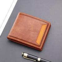 Cartera corta fina para hombre, monedero plegable de 2 posiciones, suave, resistente al agua y al desgaste, tarjetero de cuero M - details 5