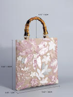 Bolso tote vintage para mujer con bordado de lentejuelas y asas de bambú - details 0