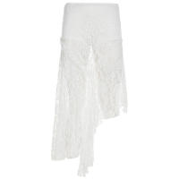BUNO-Falda de encaje asimétrica transparente de tiro bajo en blanco y negro para mujer, falda de encaje transparente asimétrica larga por debajo de la rodilla, tendencia de verano 2025 - details 6