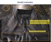Chaqueta de cuero para hombre, chaqueta informal de moda para motocicleta, chaqueta de PU con cuello ajustado, chaqueta de cuero a prueba de viento para otoño e invierno, estilo para hombre - details 1