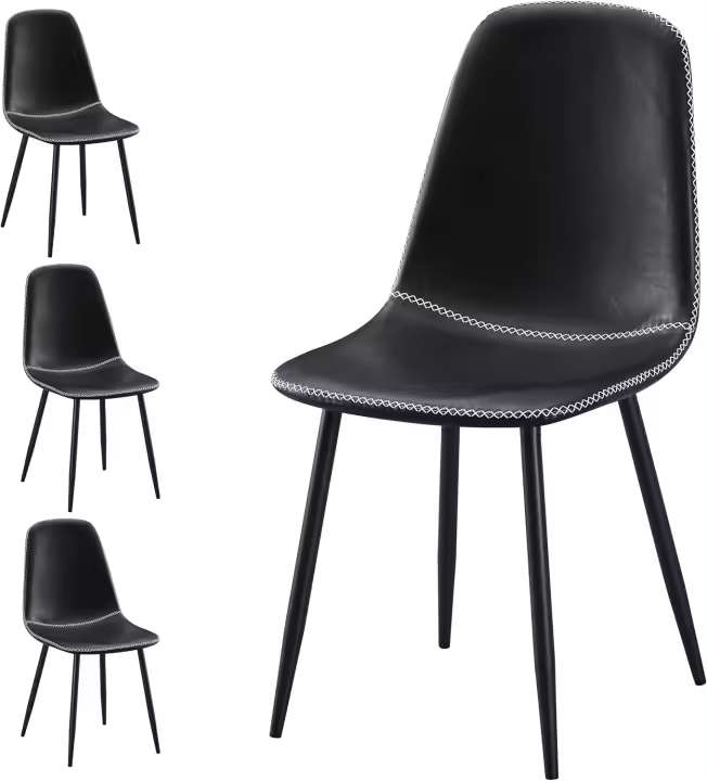 Juego de 4 Sillas de Comedor Estilo Vintage-Nórdico Patas de Metal Ideal para Comedor, Sala de Estar, Dormitorio, Cocina, Oficina Color Negro - 1