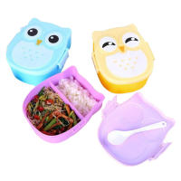 Fiambrera de búho de dibujos animados para niños, contenedor de alimentos para microondas, caja de almacenamiento portátil para estudiantes, contenedor Bento con compartimentos - details 0