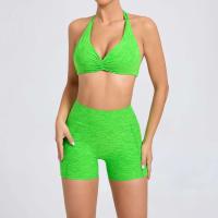 Traje de entrenamiento de gimnasia reforzado deportivo para mujer, ropa deportiva para mujer, traje de yoga rosa, verde y rojo 2024 - details 34
