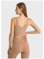 Sujetador Deportivo Inalámbrico SHINBENE para Mujer con Collar de Halter y Top de Yoga para Gimnasio con Bra Incorporado Sensación Desnuda en la Espalda - details 15