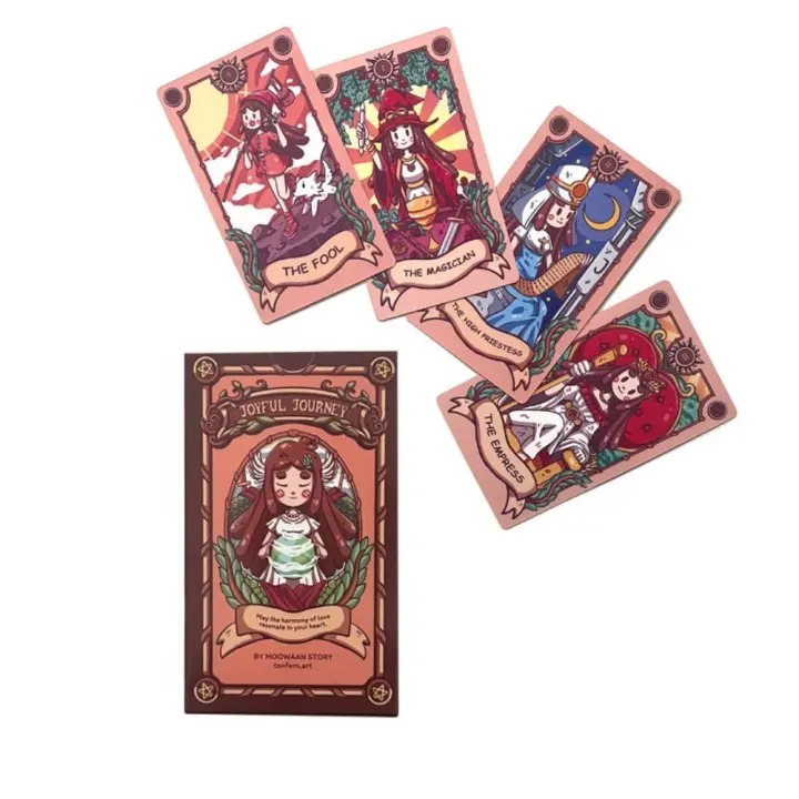 Cartas de Tarot con guía para principiantes, cubierta de Tarot con dibujos animados, sistema rider-waite, 12x7cm, 78 piezas - 1